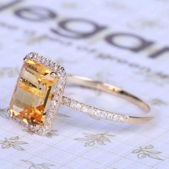 The Natural Yellow Citrine 925 SS Ring - Picture 3 of 4
